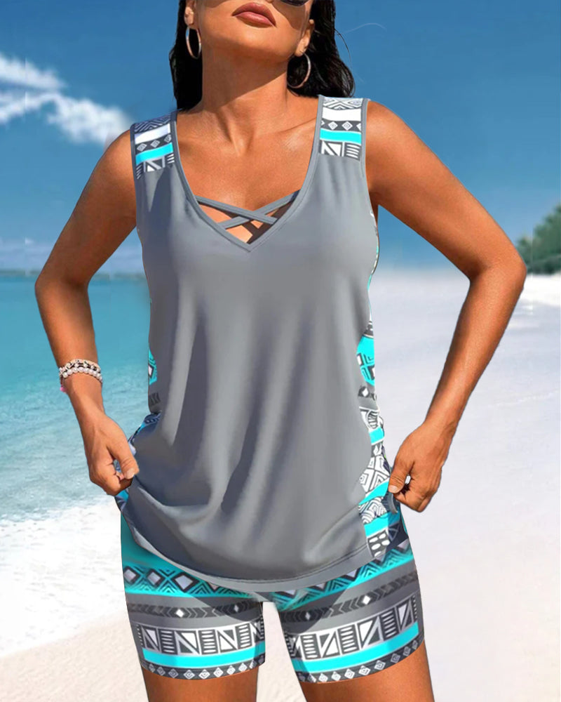 Márcia - Tankini con estampado geométrico