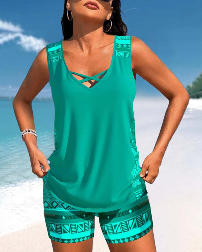 Márcia - Tankini con estampado geométrico