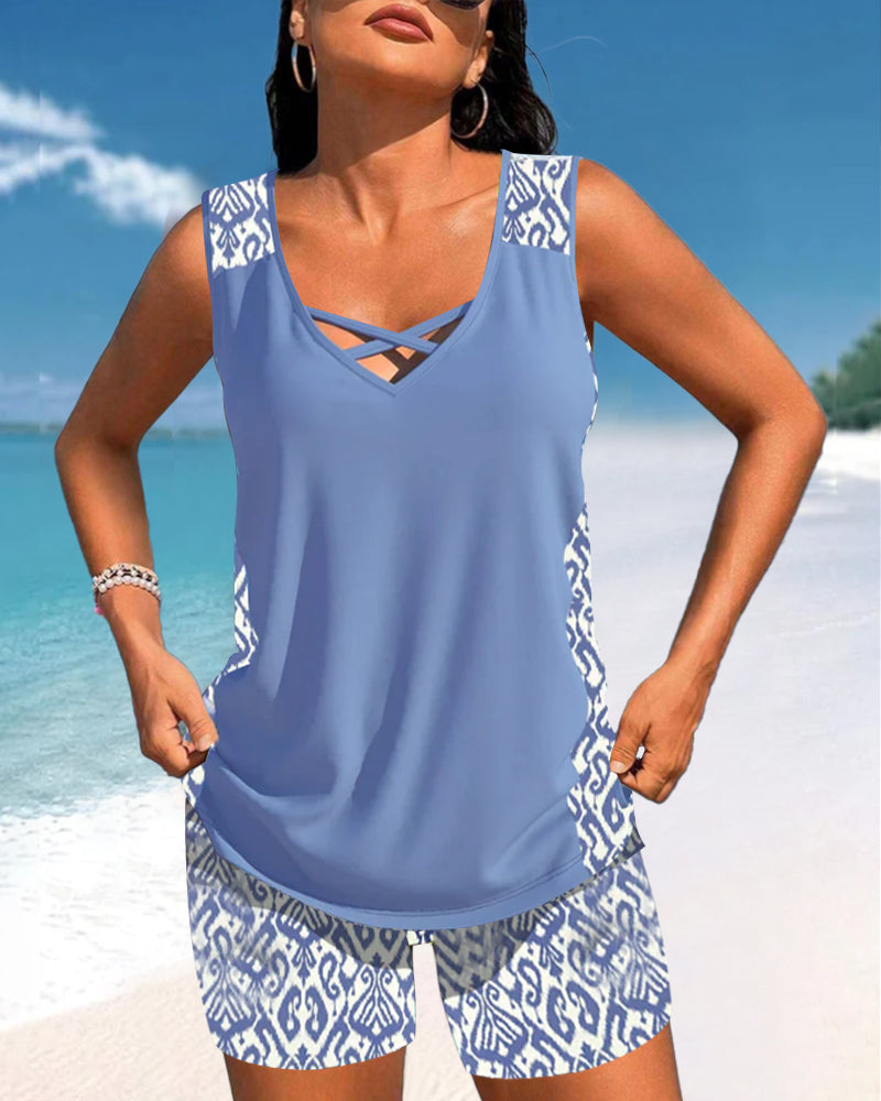 Márcia - Tankini con estampado geométrico