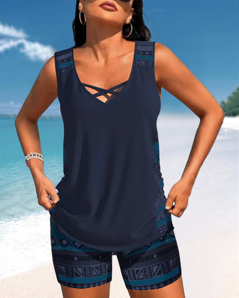 Márcia - Tankini con estampado geométrico