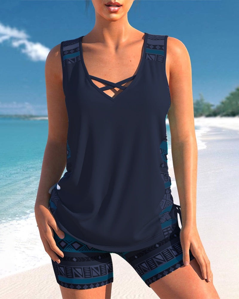Márcia - Tankini con estampado geométrico
