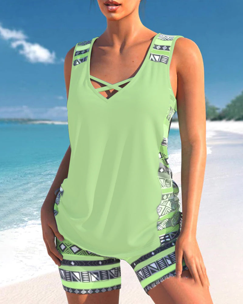 Márcia - Tankini con estampado geométrico