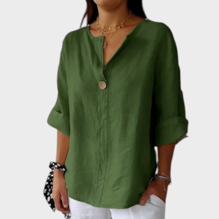 Zamma | Blusa de lino con cuello en V