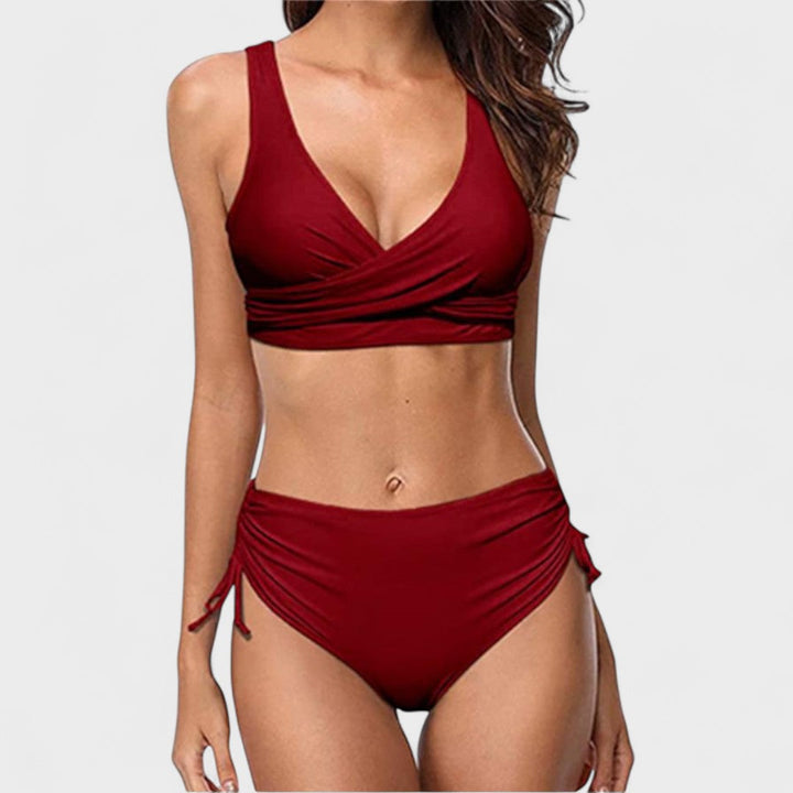 Helena - Bikini de Cintura Alta con Top Cruzado